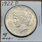 1922-D Peace Silver Dollar United States Coin In Good Condition!