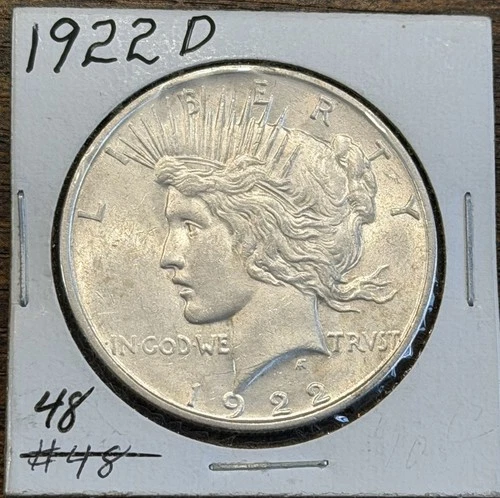 1922-D Peace Silver Dollar United States Coin In Good Condition!