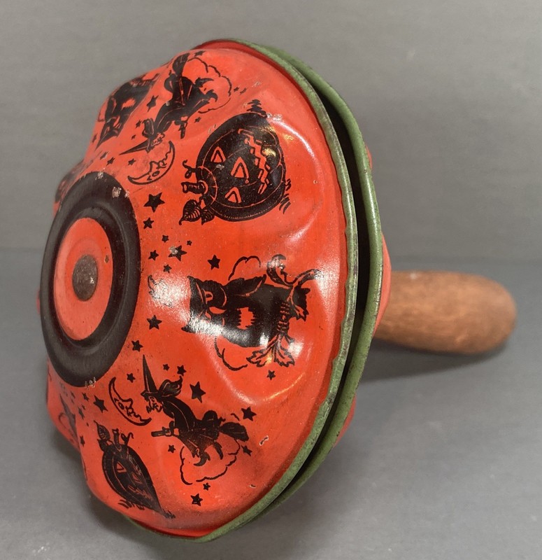 RARE Early Halloween Rattle Noisemaker Owl Pumpkin Witch J. Chein