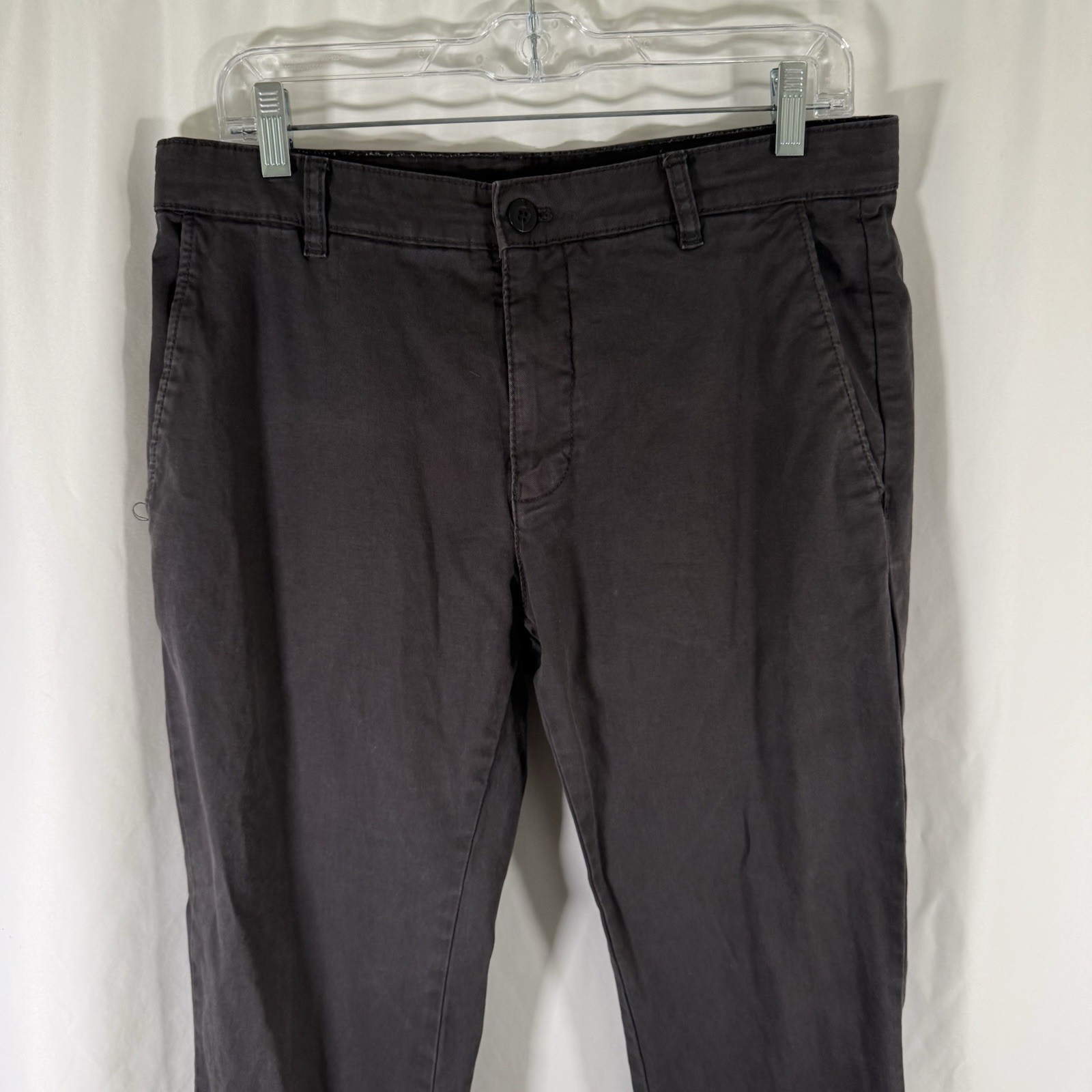 Zara Pants Men's 32 Solid Grey Chino Flat Front Button Zip Cotton Blend thumbnail 2