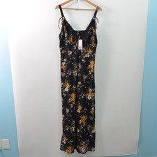 Wild Fable Dress Womens XL Maxi Sleeveless V-Neck Lined Black Floral