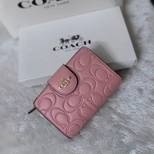 COACH Medium Corner Zip Wallet With Signature CM241 Pink outlet New
