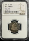 1876-CC SILVER Seated Liberty Quarter 25c Coin Carson City NGC Fine Details