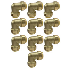 10 Pack  XFITTING 3/4" X 3/4" Push Fit Elbow Fittings - Lead Free Brass