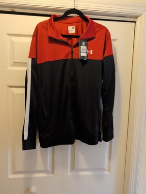 New Under Armor Men's Extra Large Full Zip Heat Gear Red And Black Jacket