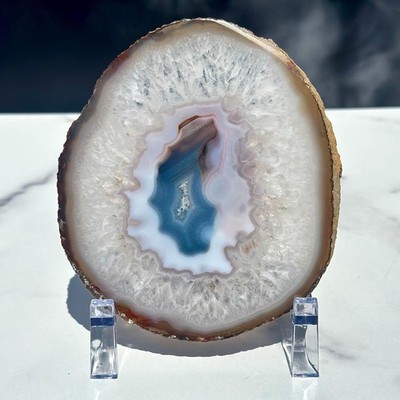 Agate Slice with Acrylic Stand (Thin Agate Slab), Natural Agate from Brazil