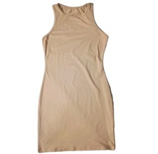 Unbranded Tan Bodycon Tank Dress Small NWOT Beige Sleeveless Knit Stretch Club