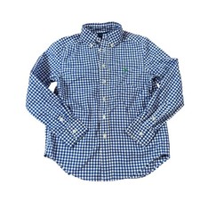 Ralph Lauren Button Down Kids Blue Gingham Preppy Long Sleeve SIZE 8