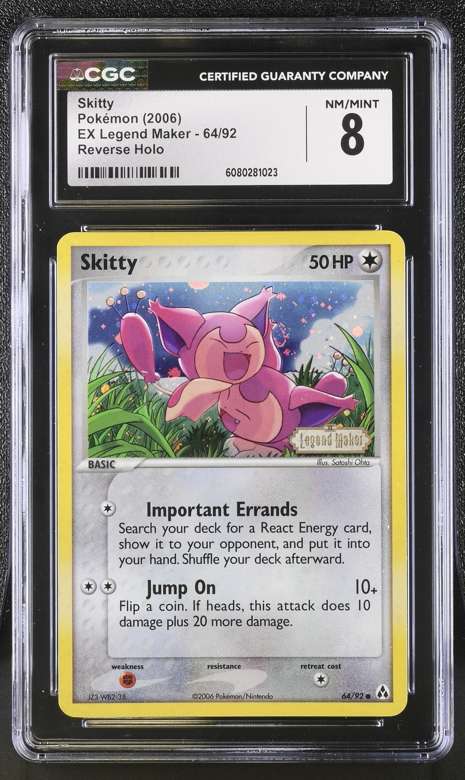 Skitty Reverse Holo Ex Legend Maker 64/92 CGC 8