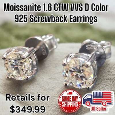1,6 ctw Moissanit Sterling Silber 925 Ohrstecker VVS D Farbe