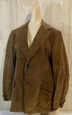 Light Brown 1970s Vintage Corduroy Button Front Blazer with Pockets
