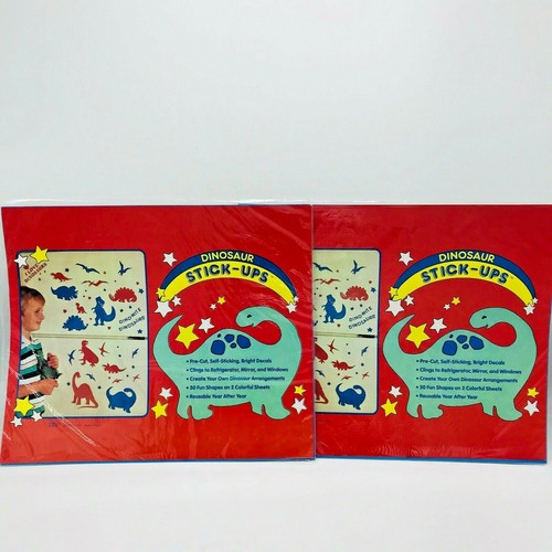 2 Sets Vintage Dinosaur Stick-Ups Decals Giftco 50 Shapes 2 Colors Reusable - Picture 2 of 9