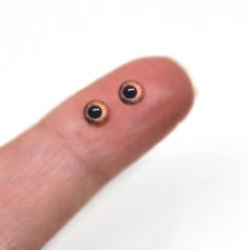 4mm Small Brown Rabbit Hare Tiny Animal Glass Eyes | Jewelry Clay Sculpture Art