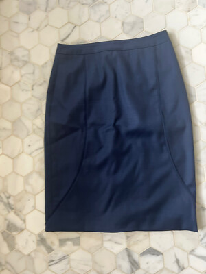Hugo Boss Women's Navy Blu Wool Pencil Skirt, Lined W/ Kick Pleat