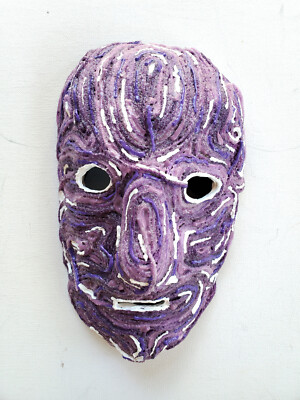 Purple Yarn Mask by Anthony Saldivar - One of a Kind Wearable or Wall Art
