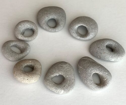 8 Natural Holey Beach Rocks Hag Fairy Stones Adder Wish large1/4" Hole Bead#J US - Picture 2 of 16