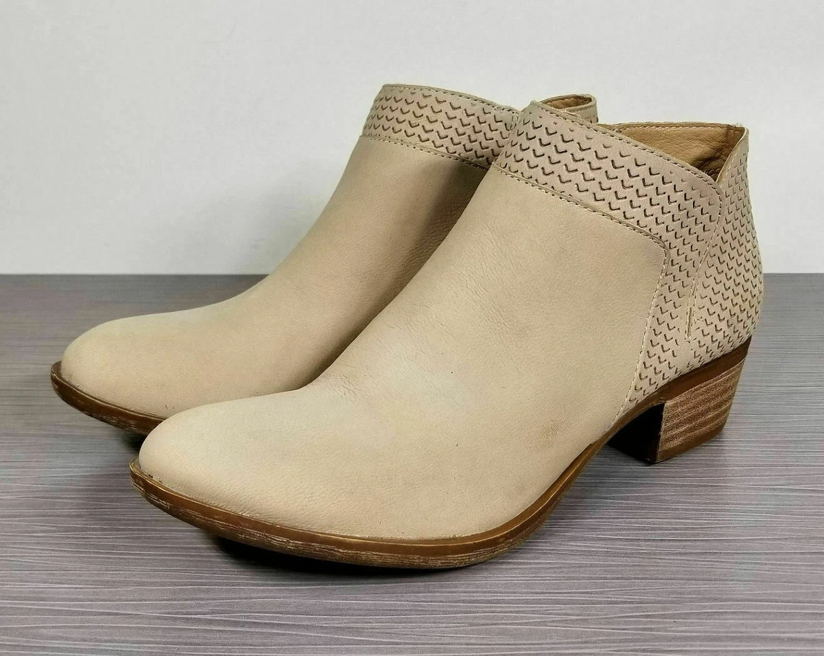 Lucky Brand Brintly Ankle Bootie Light Beige Leather Womens