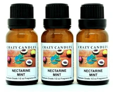 3 Nectarine Mint 1/2oz Premium Grade Scented Fragrance Oil Bottles Crazy Candles