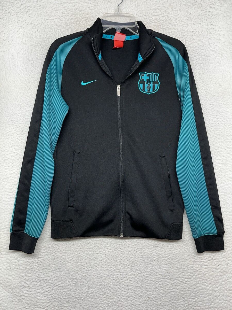 Nike FC Barcelona Track Jacket Mens Small Black Teal Full Nike FC Barcelona Track Jacket Mens Small Black Teal Full