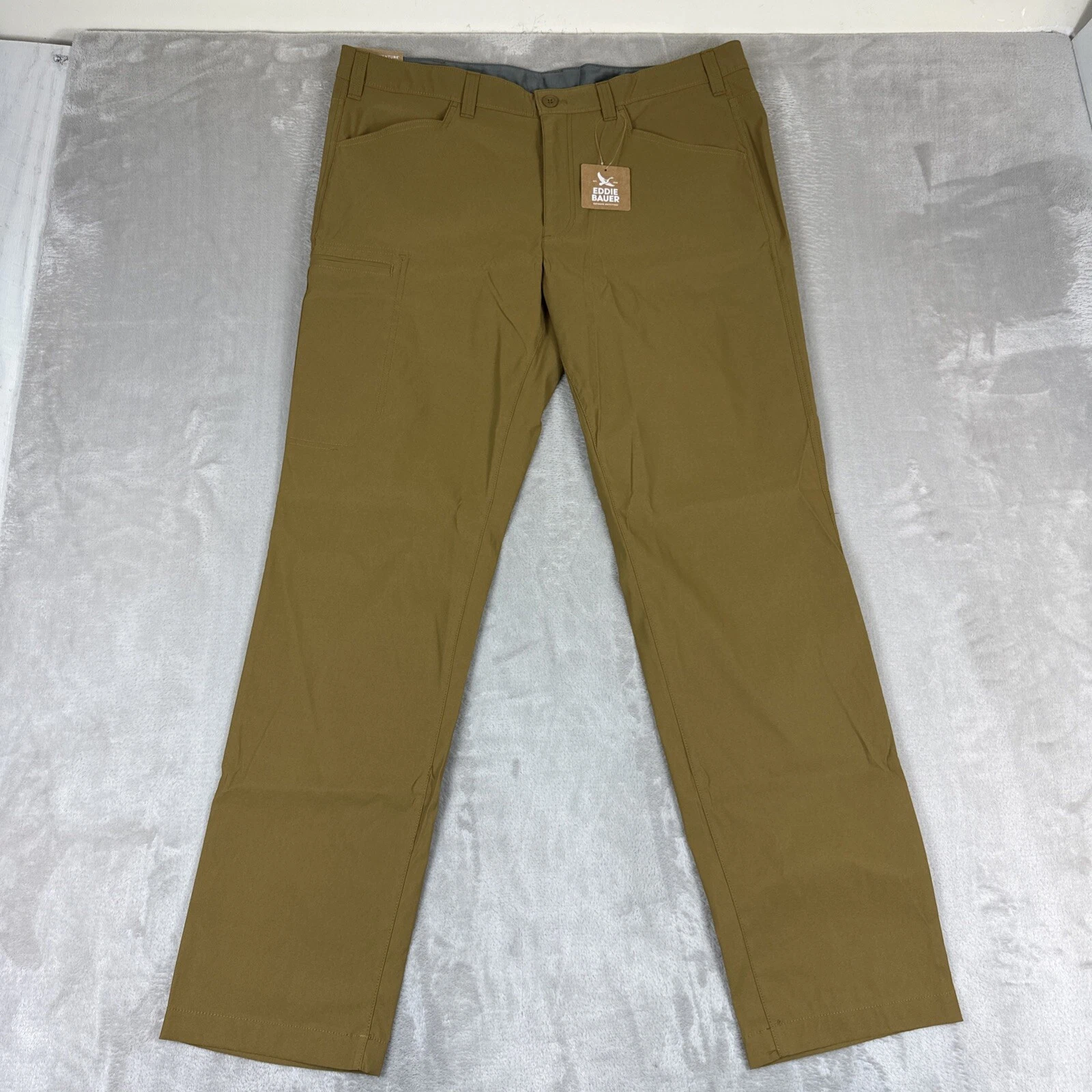Eddie Bauer Performance Pants Men's Size 38x32 Antique Bronze Stretch Nylon