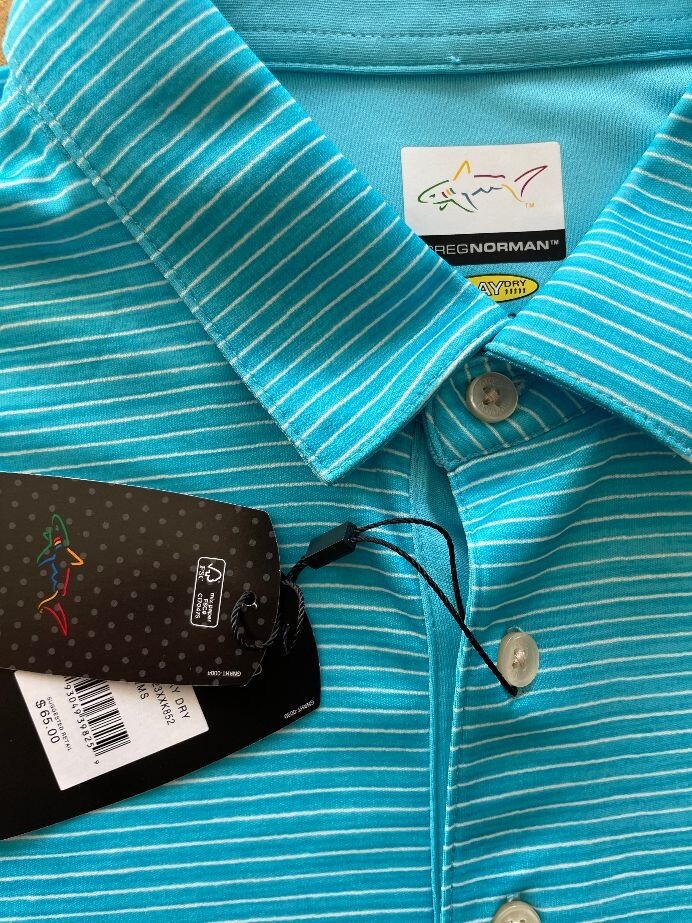 NWT Greg Norman Men's Play Dry Aqua Mist Size 2XL XXL Polo Golf Shirt eBay