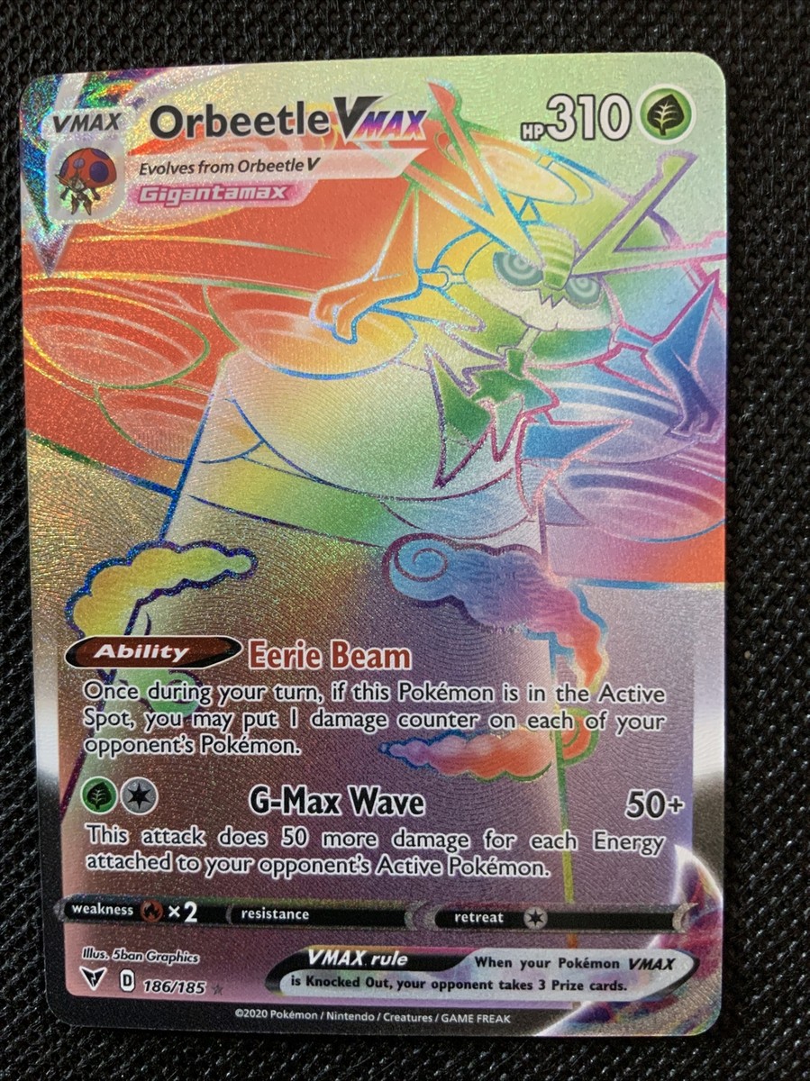 ポケモンウィークリー レックウザ オーロラ Pokemon ORBEETLE VMAX 186/185 Vivid Voltage Full Art Secret
