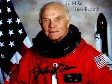 JOHN GLENN MERCURY 7 NASA ASTRONAUT & SENATOR SIGNED AUTO COLOR LITHO PHOTO JSA