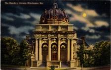 Vintage Postcard Handley Library At Night Winchester Virginia