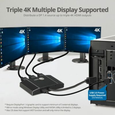 SIIG Mini DisplayPort 1.2 a 2 porte HDMI MST Hub Video Splitter, DisplayPort Daisy Chain Monitor, non per MacOS, conforme TAA (CE-DP0L11-S1