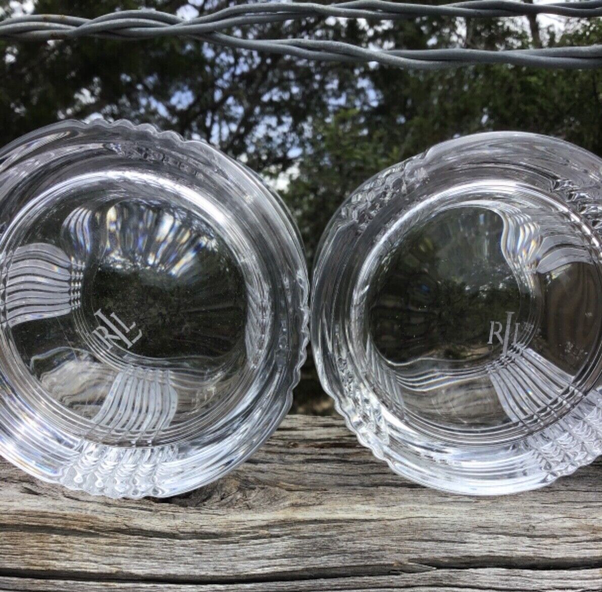 RALPH LAUREN Lead Crystal Glen Plaid Double Old Fashion Glasses set Yellowstone eBay