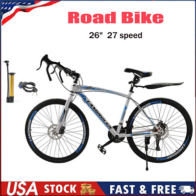 #ad 27 speed Road Bike Racing Bicycle 700C 26quot; Wheels Adult WhiteBlue $289.00