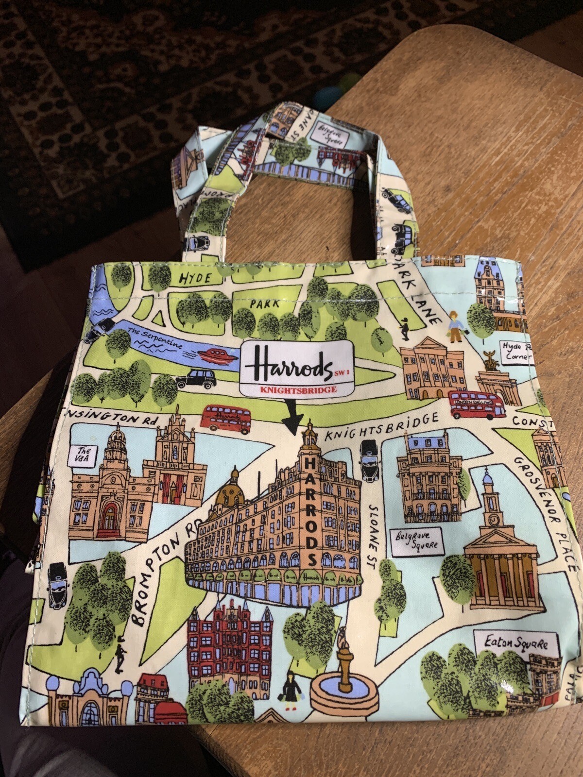 HARRODS Knightsbridge Hyde Park Corner Vintage Vinyl Tote Shopping Bag