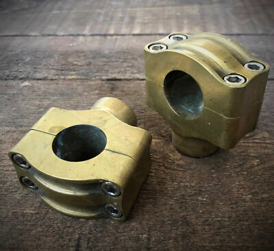 Brass Motorcycle 1'' Handlebar Low Riser Clamp Bobber Chopper Custom Harley