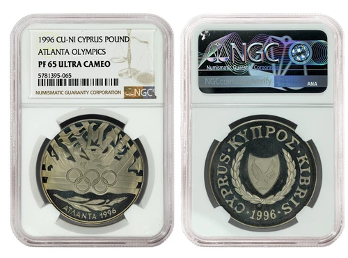 CYPRUS 1 Pound 1996 NGC PF65UC 'Atlanta Olympics'
