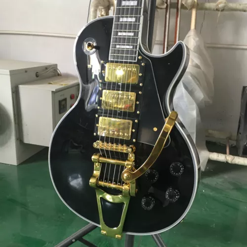 Handmade Custom Black Body Electric Guitar Bigsby HHH Pickups HPL Fretboard