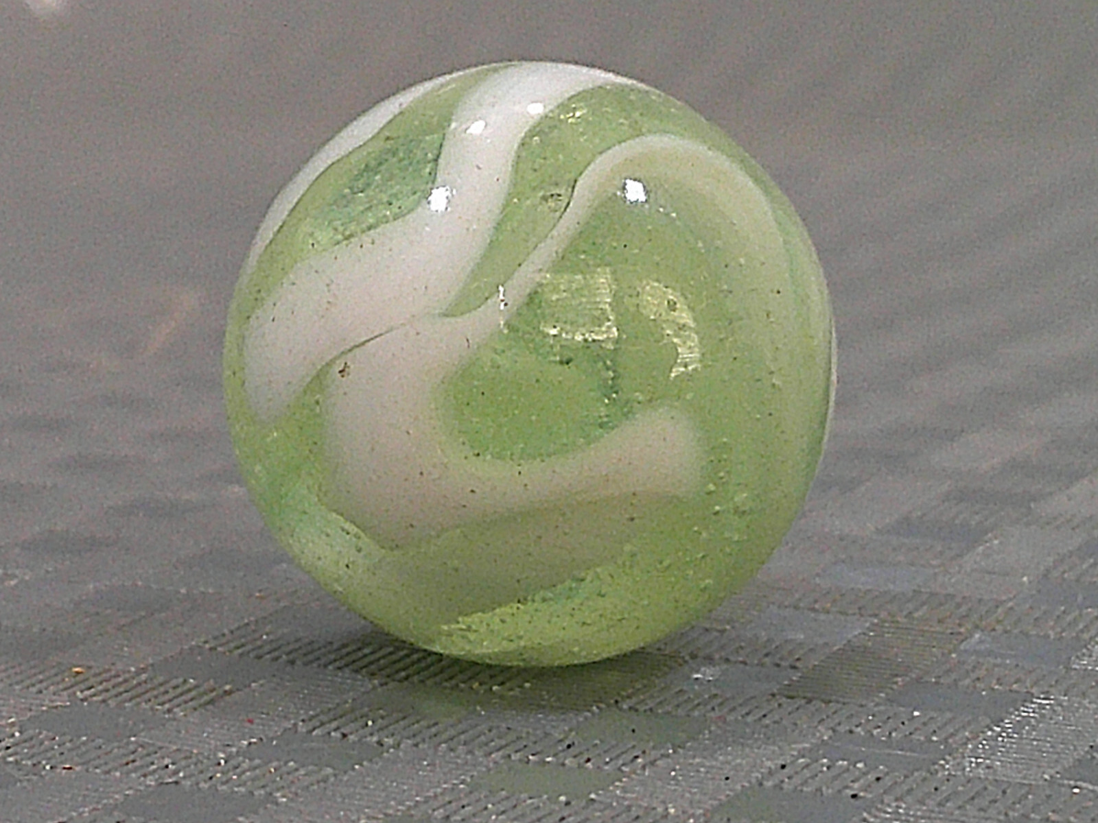 Vintage 1940s Green White Swirl Marble Banger Shooter Boulder Bonker Masher