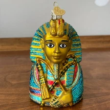 Merck Family's OLD WORLD CHRISTMAS King Tut Blown Glass Ornament 2015 Egyptian