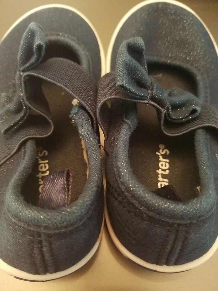 ZAPATOS SIN CORDONES DE LONA CARTER PARA NIÑAS PEQUEÑAS AZUL MARINO BRILLANTE LAZO TALLA 6 NIÑO PEQUEÑO Foto 3 de 4