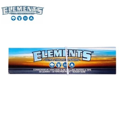 ELEMENTS KING SIZE CONNOISSEUR Rolling Ultra Thin Papers with Filter Roach Tips