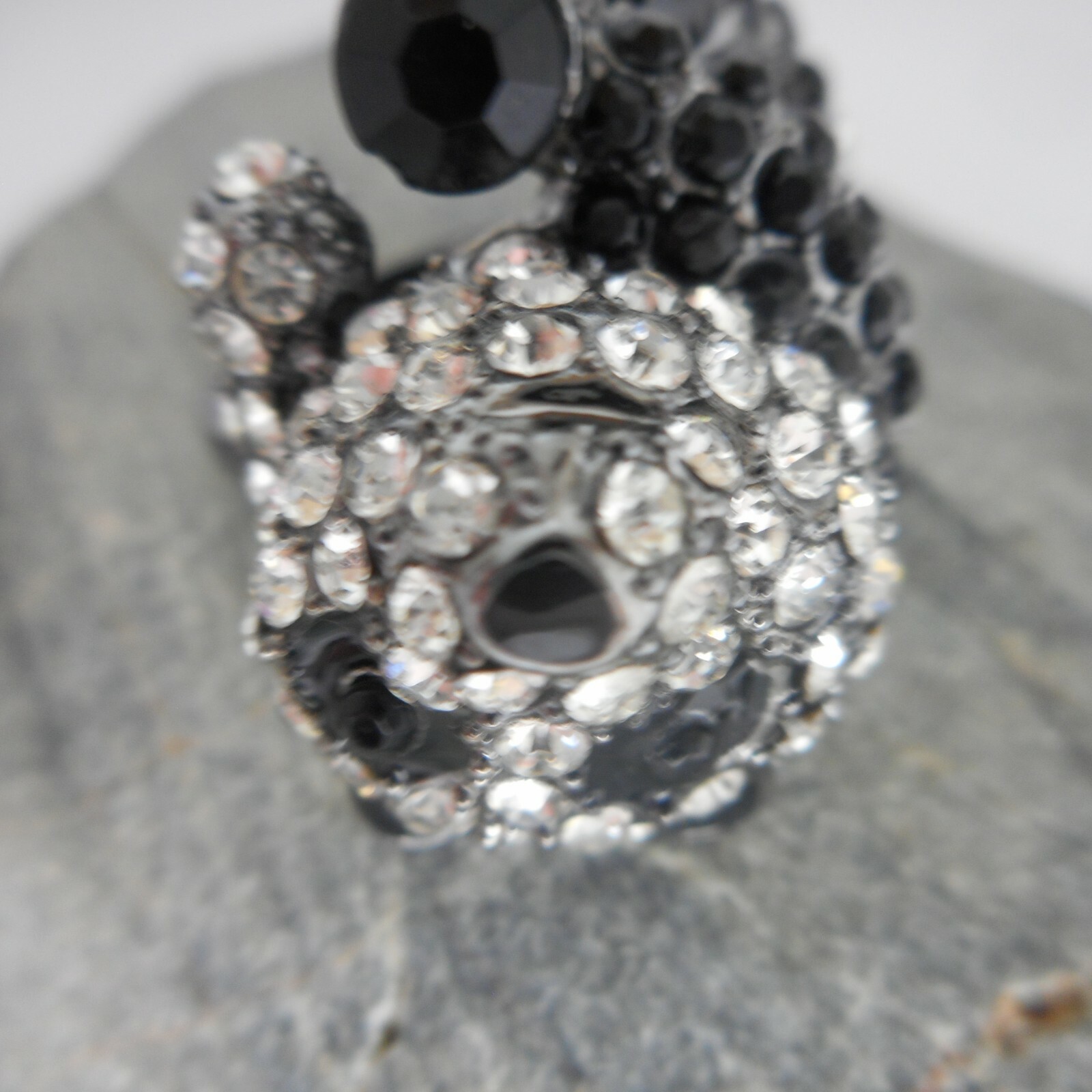 Panda Black/White Rhinestone Statement Ring Size … - image 9