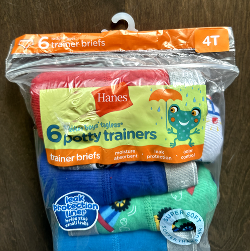 Calzoncillos Hanes Potty Trainer protección contra fugas de humedad forro sin etiquetas 6 pares niños 4T - Imagen 2 de 3