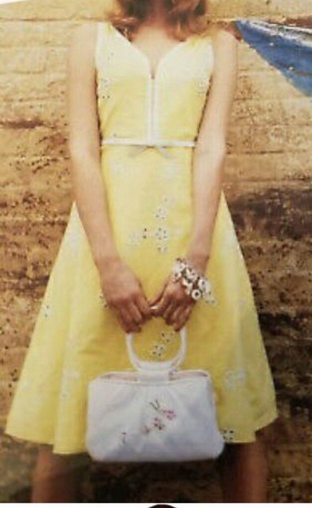 Elevenses Anthropologie Vintage Yellow Embroidered Dress w/ White Detail,  Size 8 | eBay