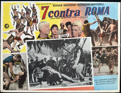 7 SLAVES AGAINST ROME Roger Browne Gordon Mitchell MEXICAN LOBBY CARD 64