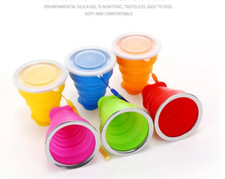 2 x Silicone Portable Retractable Folding Cup Collapsible Travel Camping 