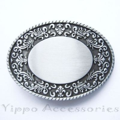 Blank Flower Trim Oval Western Metal Fashion Belt Buckle