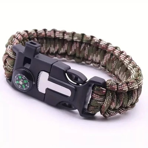 Paracord Bracciale Sopravvivenza Fischietto Fuoco Acciaio Fire Starter Bussola Bushcraft UK - Foto 6 di 6