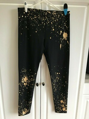 Hot Sox Dream Collections Leggings Size C (L12-14) Juniors New Black Gold Specks