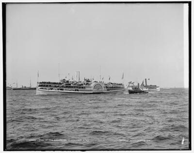 Photo:Part,excursion fleet,side wheelers,America's Cup Races,boats,1899 1