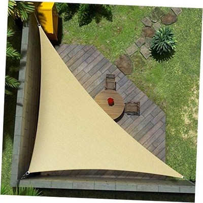 10' x 10' x 14' Beige Right Triangle Sun Shade Sail UPF50+ Canopy Awning
