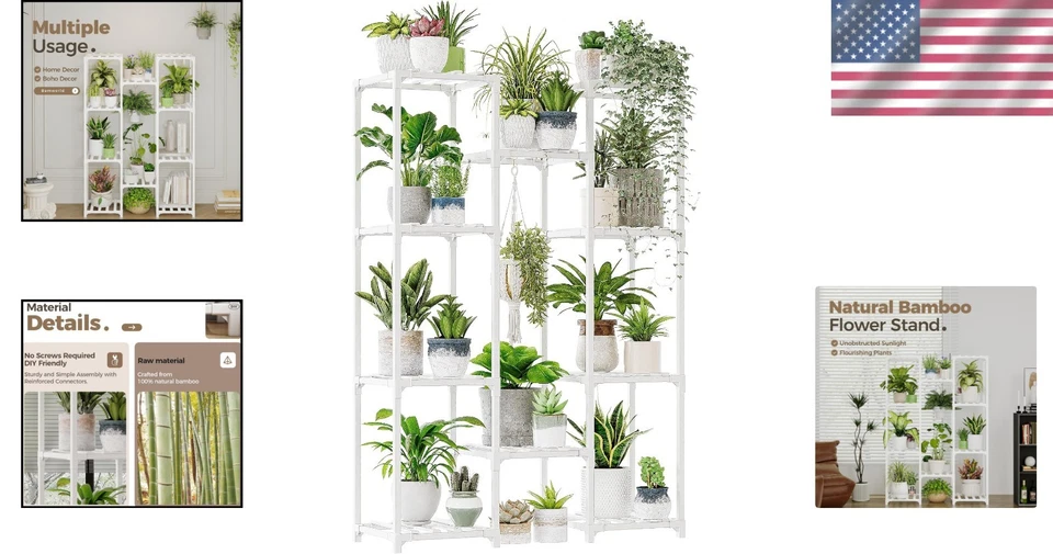Multi-Functional White Plant Rack 10 Shelves - Image 2 of 4